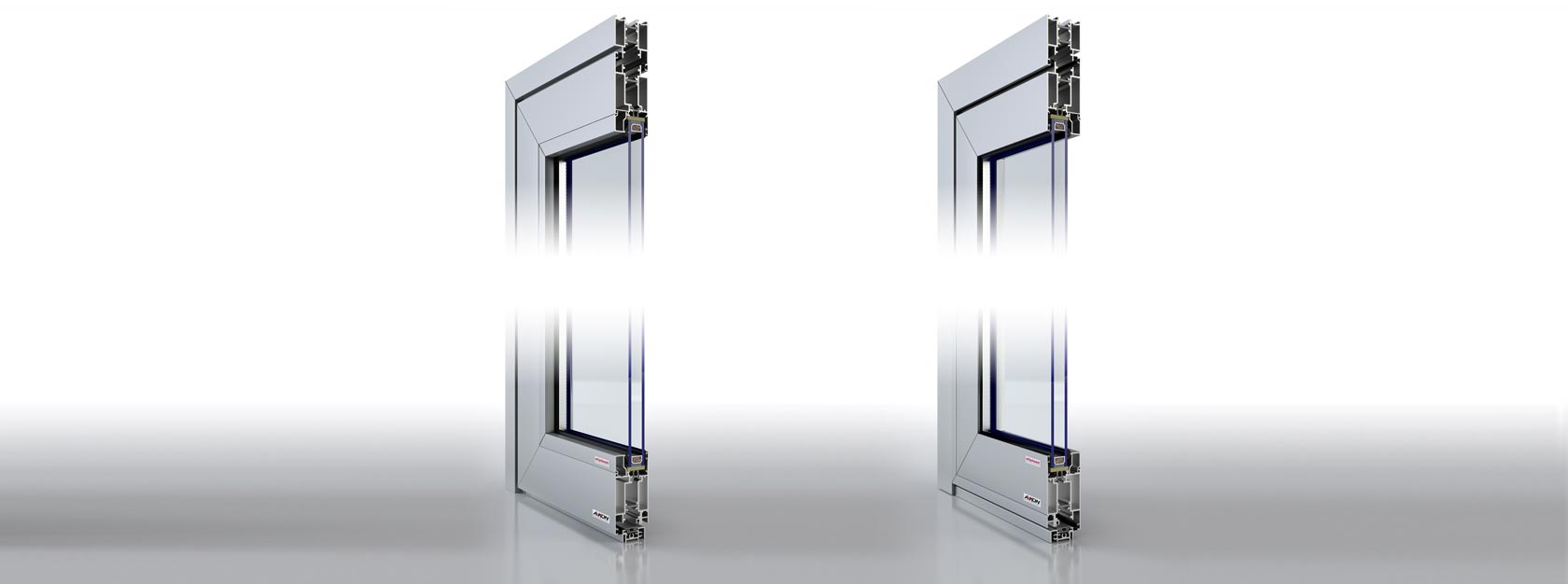 Porte in alluminio con vetro singolo o doppio